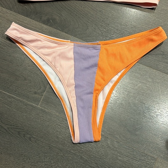 ZAFUL Ribbed Colorblock V Wired High Leg Bikini Swimwear women size 8-10 - Picture 6 of 12